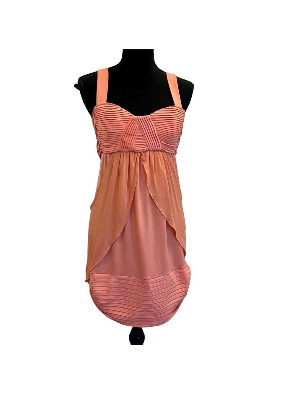 Supertrash peach pink draped chiffon sleeveless mini dress Sz M NWT